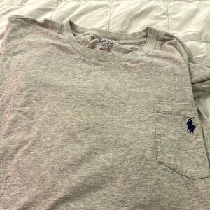 Ralph Lauren Mens Long Sleeve Gray T-shirt 3XLT with pocket Big Tall